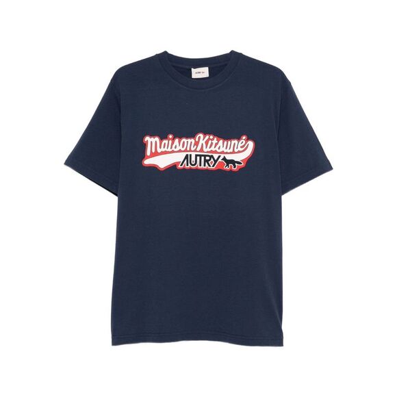 Autry X Maison Kitsune Men Logo Cotton T-Shirt